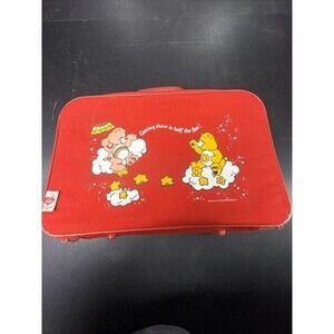 Vintage American Greetings 1983 Care Bears Red Suitcase 16"x10"x4" Very Nice